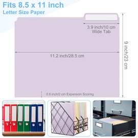 Moinchore 48 Pack Colored Plastic File Folders with Tabs and Sticky Labels Sturdy 1/3 Cut Tab Manila File Folders Letter Size 8. 5 x 11 Inch for Office Home Supplies Organizer Documents(Light Colored)
