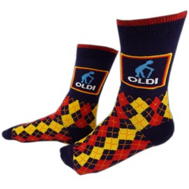 Oldi Club Men's Socks - Novelty Funny Joke Father's Day Dad Daddy Father Jazzy Colourful Funky Silly Pattern Old Ancient Elderly Road Sign Gift Present (6-11 UK, Oldi Man Prime (One Pair))