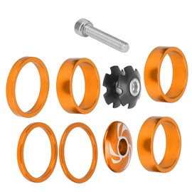 Zunate Bike Headset Spacer Set, 1 1/8 Inch Headset Spacer with Stem Top Cover Star Nut Headset Stem Spacer Set for Mountain Bike Road Bicycle (Gold)