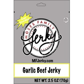 Moses Family Jerky, Garlic Beef Jerky, 2.5 Ounce, Bite Sized Sliced Meat