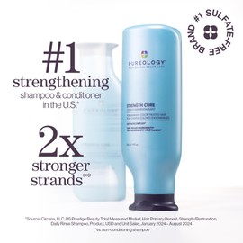 Pureology Strength Cure Conditioner - For Damaged or Color Treated Hair, Hair Strengthening & Prevents Breakage, Vegan & Sulfate-Free, 9 Fl Oz