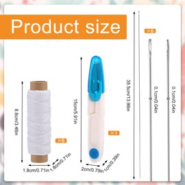 Lyreh 13pcs Lei Needle Kit for Flower Wreath Making, Durable Garland Making Kit 6pcs Long Needles to Make Hawaiian Leis 6 Twine Rolls 1 Sewing Scissors for DIY Graduation Garland