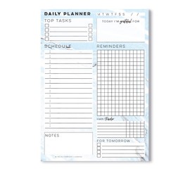 Daily Planner Pad 100 Sheets (Thicker Pages 90gsm) Things to Do Today Notepad to Do List Daily Time Schedule Deskpad Undated Daily Task Checklist Marble Stationery