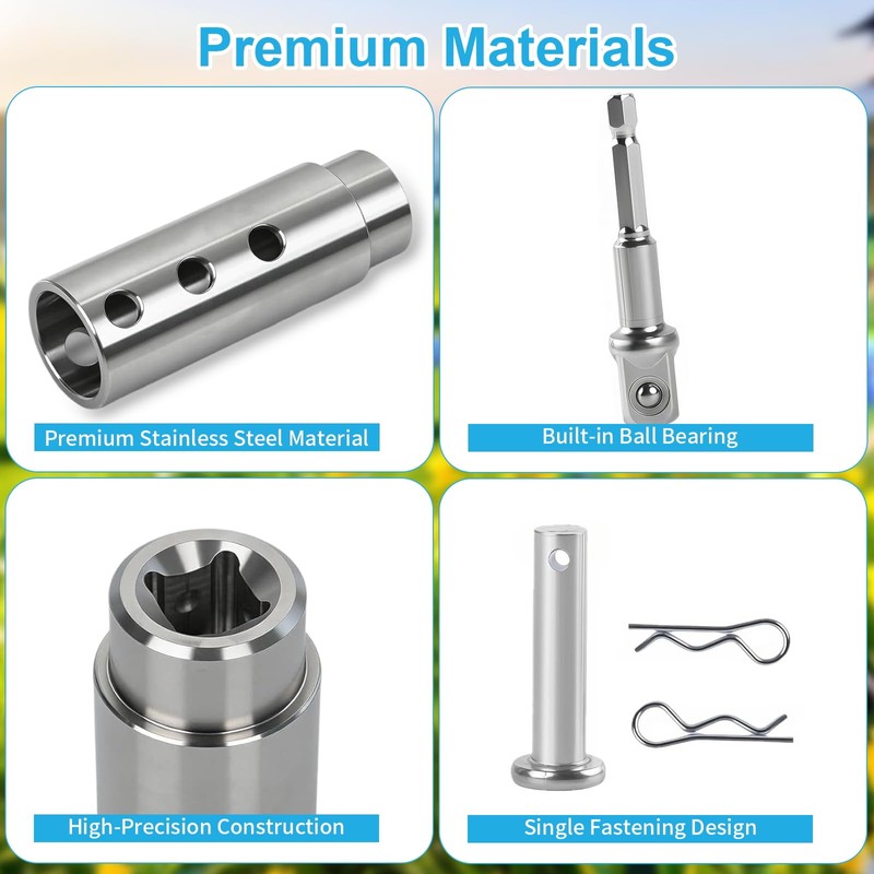 Trailer Jack Drill Adapter,1 Inch Drive Shaft Compatible,Stainless Steel ez