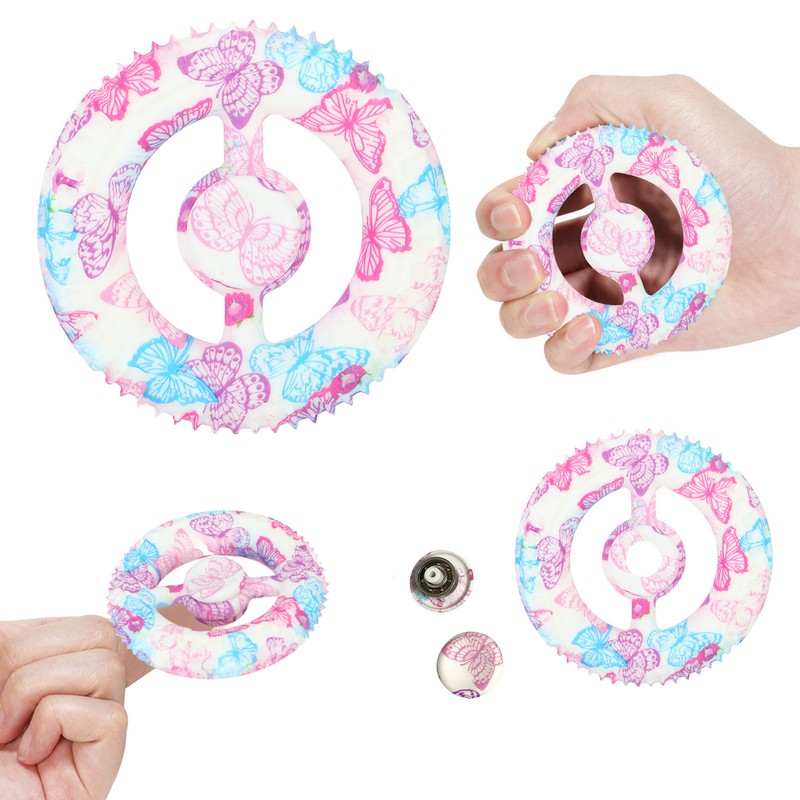 5PCS Round Hand Grip Ring Printed Silicone Fidget Toy Finger