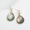 Handmade Teardrop Abalone Shell Dangle Earrings for Women, Pearls Sterling