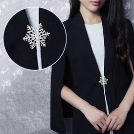 EleQueen Women's Clear Austrian Crystal Winter Snowflake Brooch Pin Silver-tone