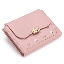 FALAN MULE Women's Small Mini Short Purse with RFID Protection, Small Purse Women's with Zip Coin Compartment Wallet, lightpink, Modern