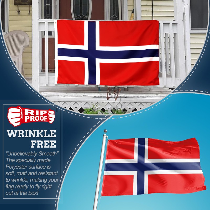Anley Rip-Proof Double Sided 3-Ply Norway Flag 3x5 Foot -