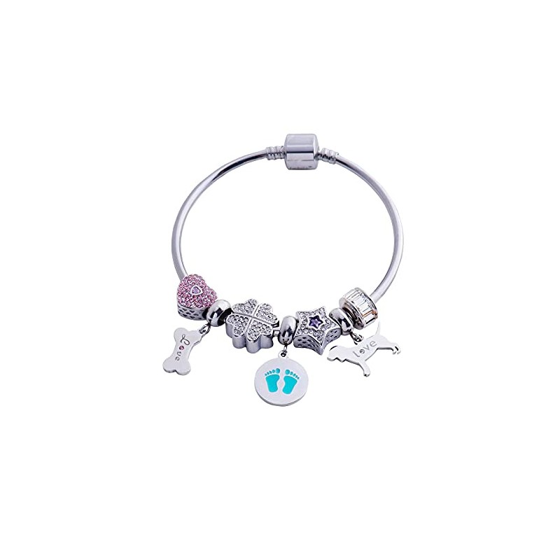 LuckyLy Charms para Pulseras Acero Inoxidable Zirconia Cúbica Regalos Mujer