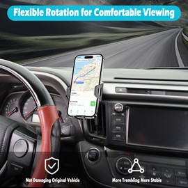 AOUKKL Car Phone Holder Fits for Toyota RAV4 2013-2018 Accessories,Thick Cases Friendly,Cell Phone Mount for 4.7-7 in Phones,360 Degree Rotation,Easy to Install