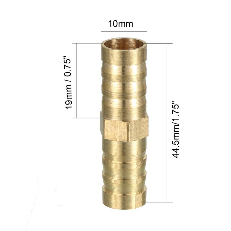 sourcing map 12mm Brass Barb Hose Fitting Straight Connector Coupler