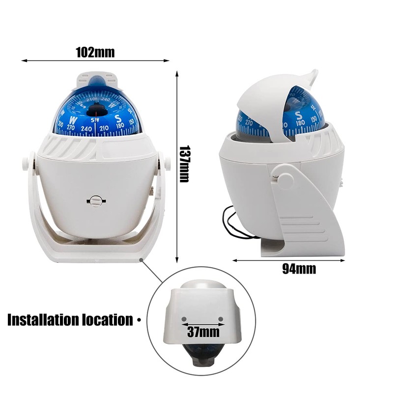 Riloer Auto Marine Marine Compass with Waterproof Compass Ball for