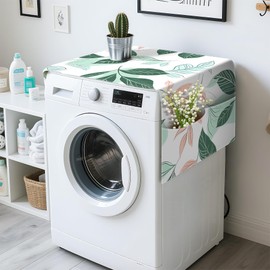 Washer and Dryer Top Covers, Fridge Dust Top Cover Refrigerator Dustproof Cover Washing Machine Covers for The Top with 4 Storage Pockets 22 x 51 in