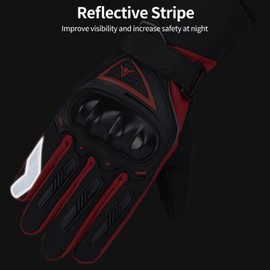 Winter Motorcycle Gloves Waterproof Cold Weather Motorcycle Gloves Warm Riding Gloves with Reflective Stripe