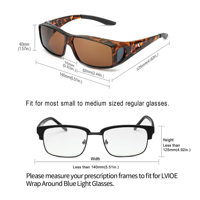 LVIOE Unisex Polarised Over Sunglasses, Fit Over Glasses for Glasses