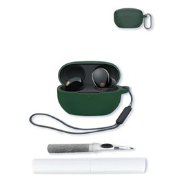 Case for Sony WF-1000XM5 Wf Xm5 Wireless Noise Cancelling Earbud,Soft Protective,BOVUGAC Silicone Case Cover with Keychain & Cleaning Kit & Lanyard for Sony Wf Xm5 Earbuds-Green
