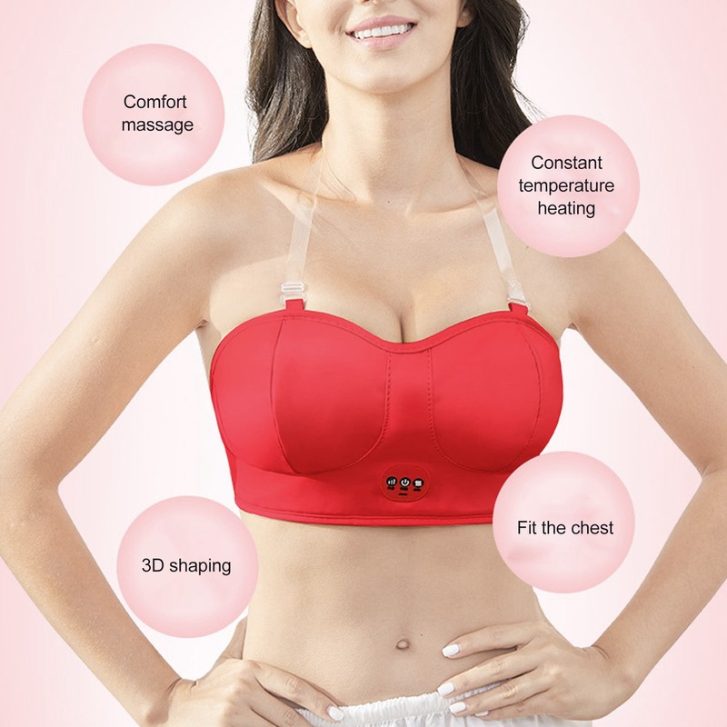 Breast Massage Machine Hot Compress Vibration Wearable Chest Massage Device