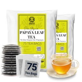 Akshit Pure Papaya Leaf Tea, 75 Papaya Tea Bags, 100% Natural Papaya Leaves, Te de Papaya, Herbal Papaya Tea, Non GMO. Pack of 2