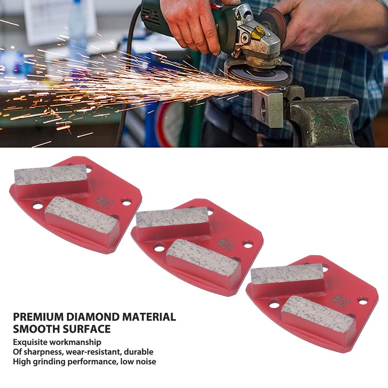 3Pcs Diamond Grinding Shoes 30 Grits Trapezoid Concrete Floor Cutting