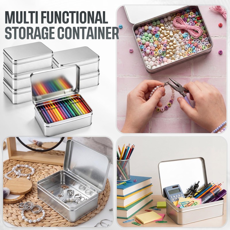 Gueevin 6 Pcs Metal Crayon Box Large Pencil Case Bulk