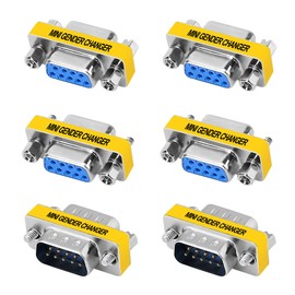 9-Pin DB9 Adapter 6-Pack, 9-Pin DB9 Male to Female Connector, Female to Female Coupler, Male to Male Extender, Mini Gender Changer Support 1080P Full HD -RS232 Serial Cable Coupler for Data Transfer