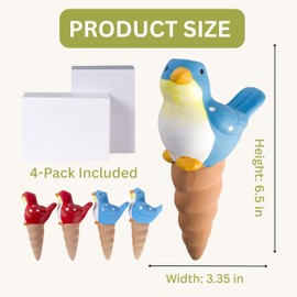Bird Shaped Terracotta Self Watering Spikes​ for Plants,​ Automatic Plant Watering Globes​ Indoor/Outdoor, ​Clay Watering Stakes​, Vacation ​Plant Watering Devices, 2 Color​ (4 Pack)