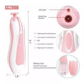 Fansidi Lima De Uñas Electrico Para Bebe Color Rosa Con 8 Lijas