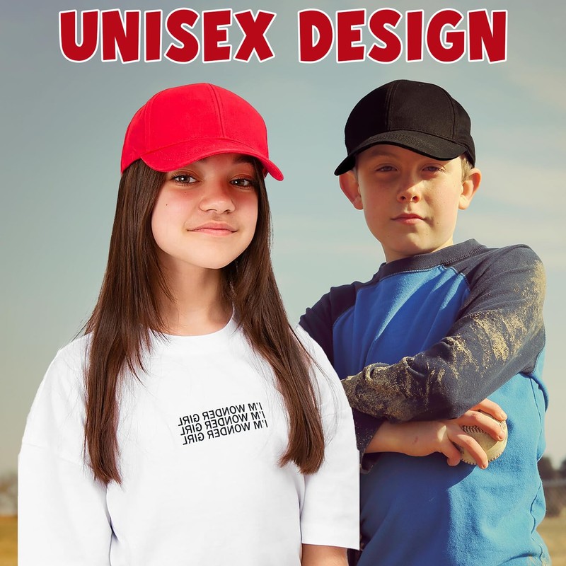 HiFEN® Unisex Kids 5 Panel Pre-Curved Plain Adjustable Baseball Cap