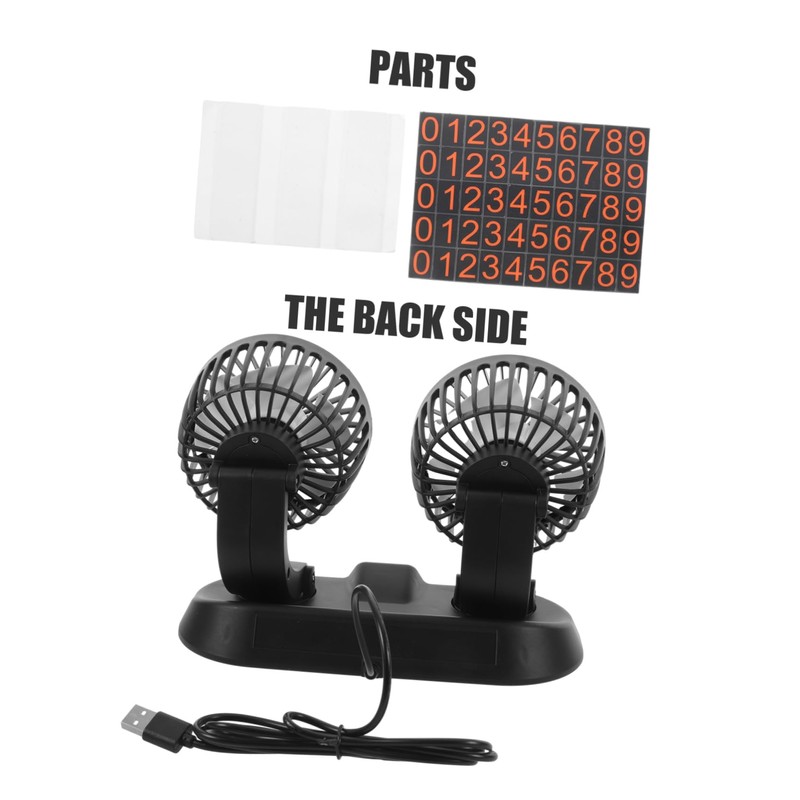 Mikinona Dual Head Car Fan Portable Vehicle Cooling Fan Rotatable