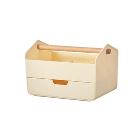 Maybell Wooden Handle Storage Box with Drawer - Multi-Functional Organizer for Home and Office - Durable and Elegant Design (Tender Yellow)