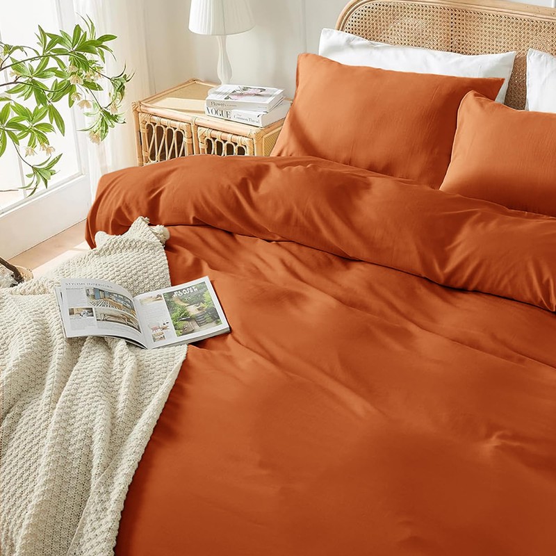 SSW HOMES King Size Duvet Cover Set (Rust) - 3