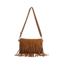 PORRASSO Tassel Crossbody Bag Ladies Shoulder Bag Handbag Women Hobo Messenger Bag Satchel for Work Travel Daily Use Brown