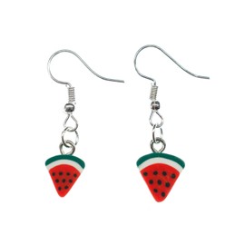 Miniblings Watermelon Earrings Pendant Fruit Fruit Melon Melon Disc – Handmade Fashion Jewellery I Earrings Silver-Plated, Polymer Clay