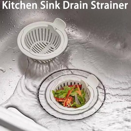 SJWOW Kitchen Sink Drain Strainer - Sink Strainer Basket with Handle Fit for 4.5" Sink Drains, Press Automatic Dumping Basket Sink Drainer Waste Collector Filter for Home Kitchen Use (4Pcs Gray)