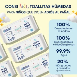Consi Toallitas Húmedas Bebé Desechables Inodoro 12 Paquetes