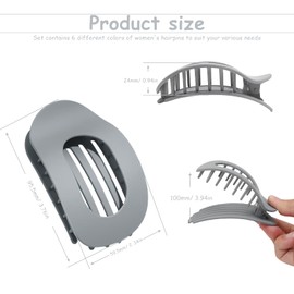 CHSEROK Französische Haarspange, 6 Stück Haarspangen für Damen, Haarspange Dünnes Haar, Matt Haarklemmen, 6 Farben, für Alltag, Verabredungen, Reisen