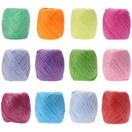 Raffia Paper Ribbon Bows, Penta Angel 12 Rolls 787 Feet Raffia Twine String for Christmas Valentine's Day Party Gifts Wrapping Florist Bouquets DIY Craft Decoration Weaving, 12 Colors