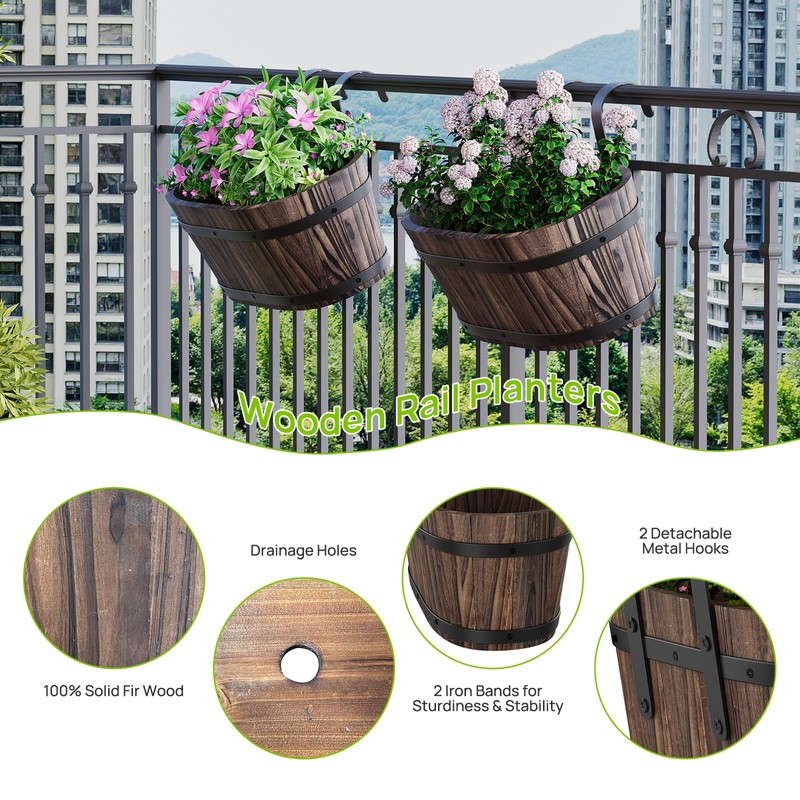 2Pack Wood Fence planters Window boxes planters Railing planter box