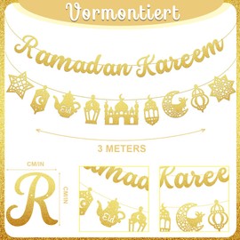 Ramadan Kareem Garland, Eid Mubarak Decoration, Ramadan Mubarak, Gold Glittering Ramadan Kareem Banner, Eid Decoration, Ramadan Decoration, Ramadan Banner for Home, Party, Delivery, Ramadan, Pack of 2