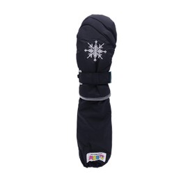 L-Bow Kids Snowflake Cold Weather Waterproof Elbow Length Mittens (Toddler 2-4 Yrs, Black)