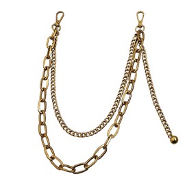 DIKJAK Double Layer Metal Pants Keychain Punk Style Hip Hop Waist Keychains Accessory for Daily Wear/Parties, Easy-to-Use Decoration for Men and Women