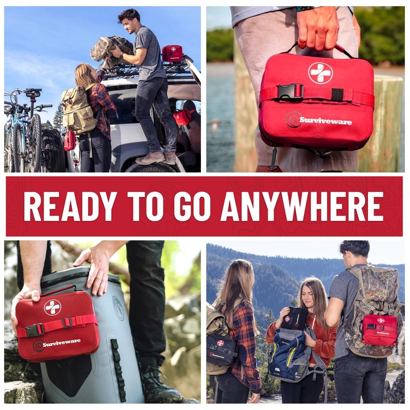 Surviveware Waterproof First Aid Kit - Survival Emergency Preparedness for