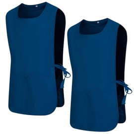 MISEMIYA - Package 2 Units - Cleaning Apron Work Uniform Clinical Medical Cleaning 2-3301 - Large, Navy Blue 68