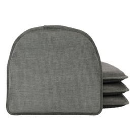 Klear Vu The Gripper Corduroy Non-Slip Chair Cushions, Assembled in The USA, for Kitchen, Dining, or Office, 4 Count (Pack of 1), Gray