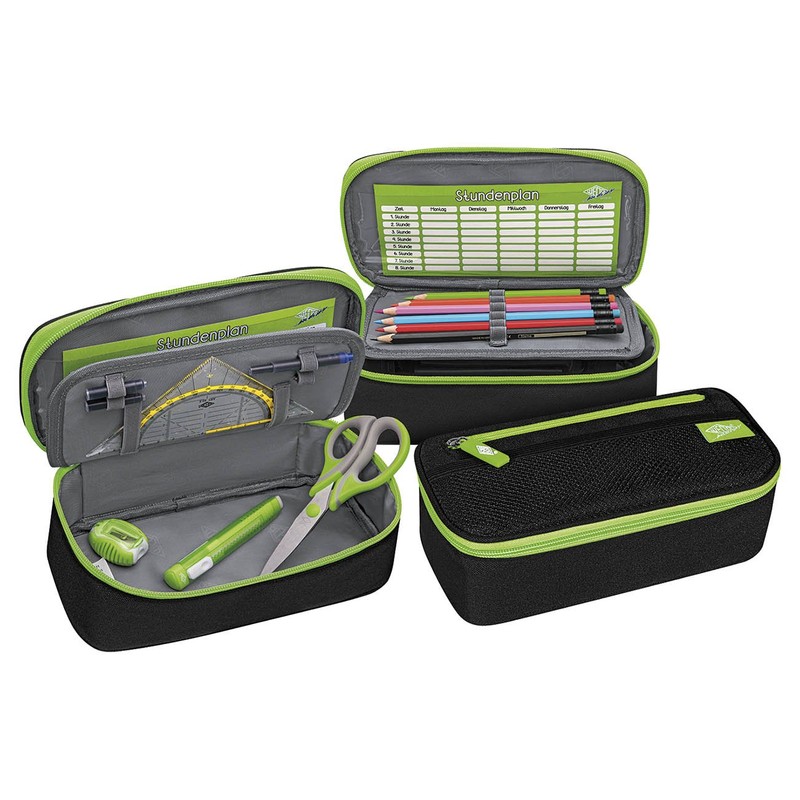 Wedo 24243011 Pencil Case with Inner Flap - Black/Green