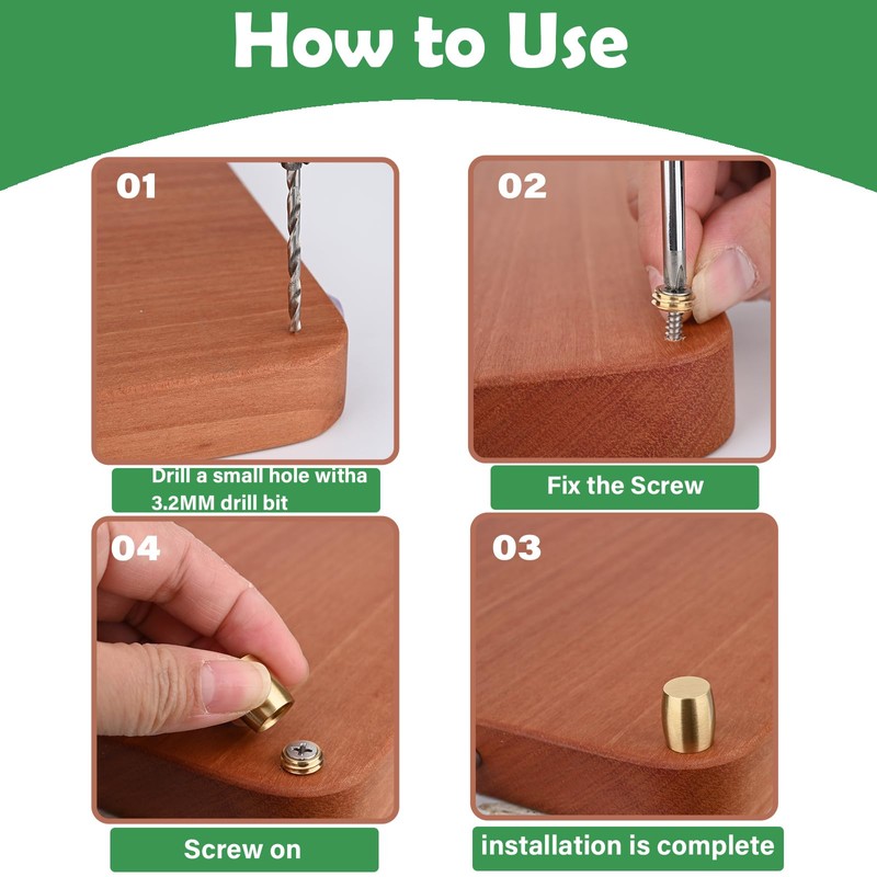 4 PCS Brass Cutting Board Feet with Silicone Anti-Slip Pads,