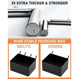 INCLY 170PCS 1/4 Inch Pegboard Hooks Kit, Extra Thick Heavy Duty Peg Board Organizer Accessories Assortment with Pegboard Bins & Peg Lock for Only 1/4" Pegboard Hanging Tools Garage Wall Attachment