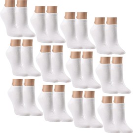 RS. Harmony Cotton Trainer Socks with Comfort Edge and Very Flat Toe Seam, Many Colours and Sizes, Also in XL-XXXL Plus Size, B: white-12 pairs