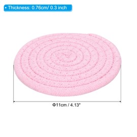 sourcing map 8 Pcs Drink Coasters with Holder, Cotton Woven Coaster Set, Absorbent Coasters for Cups, Drinks, Home Decor and Tabletop Protection, 4.3 Inches Light Pink